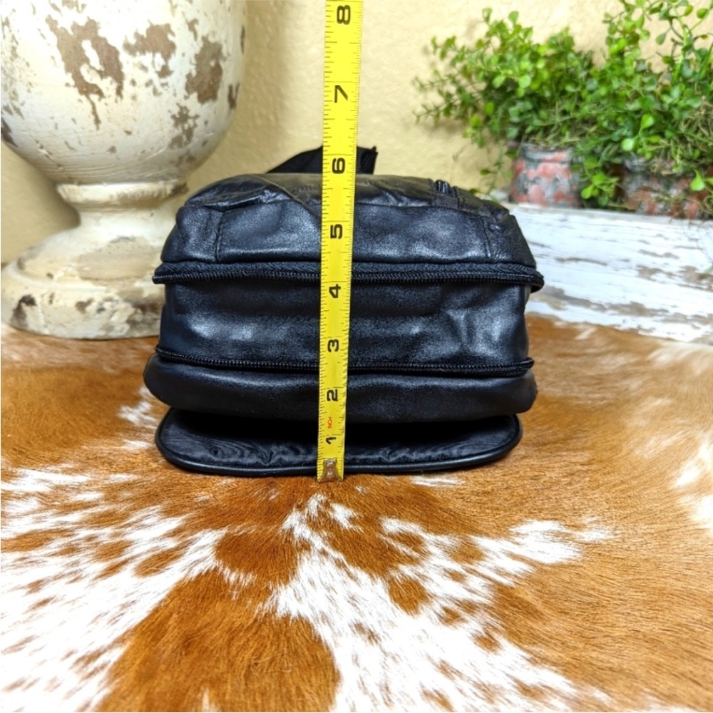 Buxton Black Leather Crossbody Expandable Messenger Bag Unisex Vintage - Picture 4 of 7